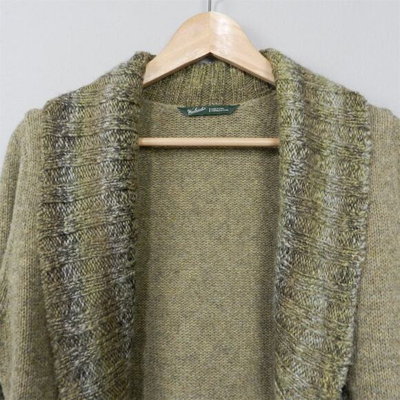 Woolrich Lambs Wool Knitted Border Stripe Cardigan Sweater Size S Shawl Collar - Picture 4 of 12